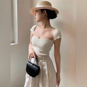 Dazy solid sweetheart neck knot top